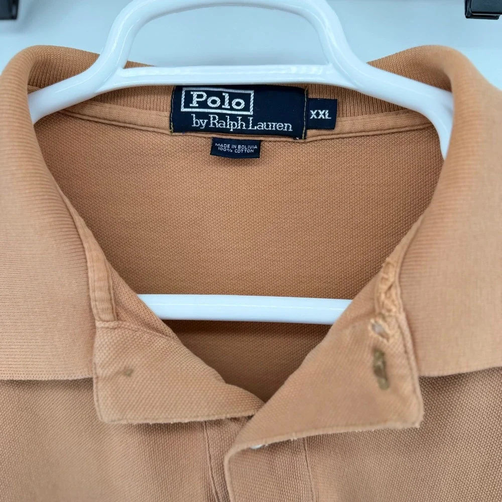Polo Ralph Lauren Long Sleeve Polo Shirt XXL Burnt Orange Pique Cotton Pony Logo
